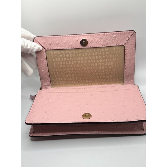 Kate Spade Alexander Avenue Pink Ostrich-Embossed Leather Crossbody Wallet With - Picture 3 of 13